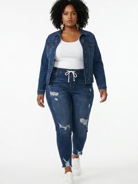 GUESS Women’s XL Distressed Denim Pull-On Skinny Jeans Raw Hem